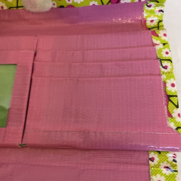 Clutch Duct Tape Wallet Green Pink Flamingo Pattern 7.5" x 4" Pocketbook Pouch - Picture 6 of 11